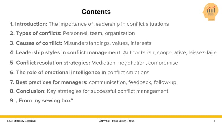 Further training in leadership