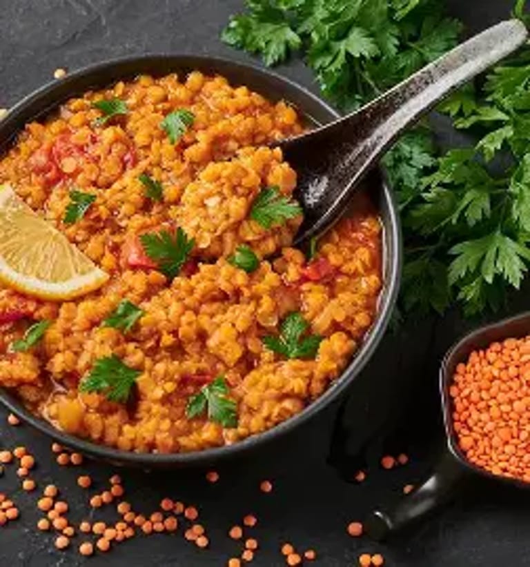 Lentilles corail au curry indien (Dhal express)