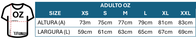 Tabela Tshirt Oversize