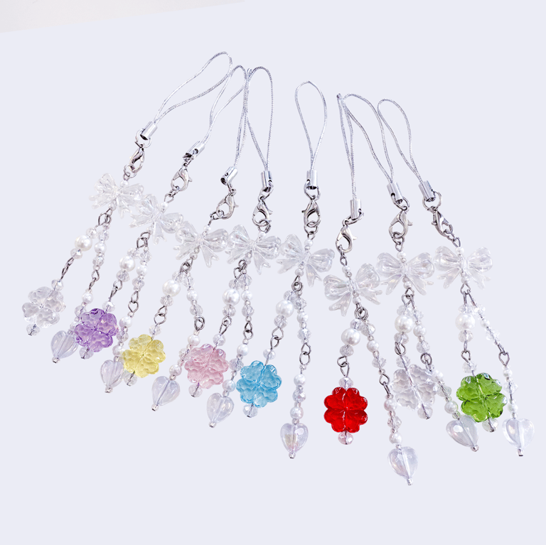 Lucky Clover Phone Charm. Kawaii aesthetic phone accessories.