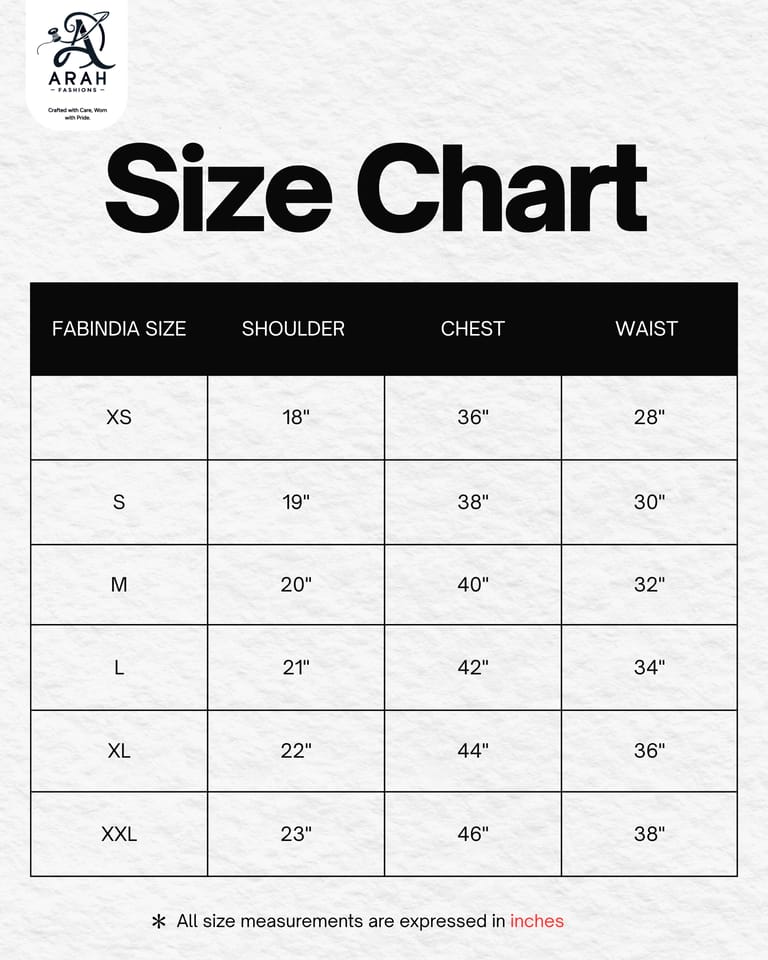 Nehru jacket size chart Nehru jacket size chart