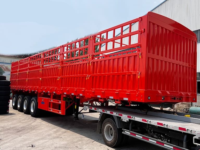 3/4 front view of 4 Axle Fence Cargo Truck Trailer – heavy-duty fence trailer designed for safe and efficient transportation of bulk and general cargo.