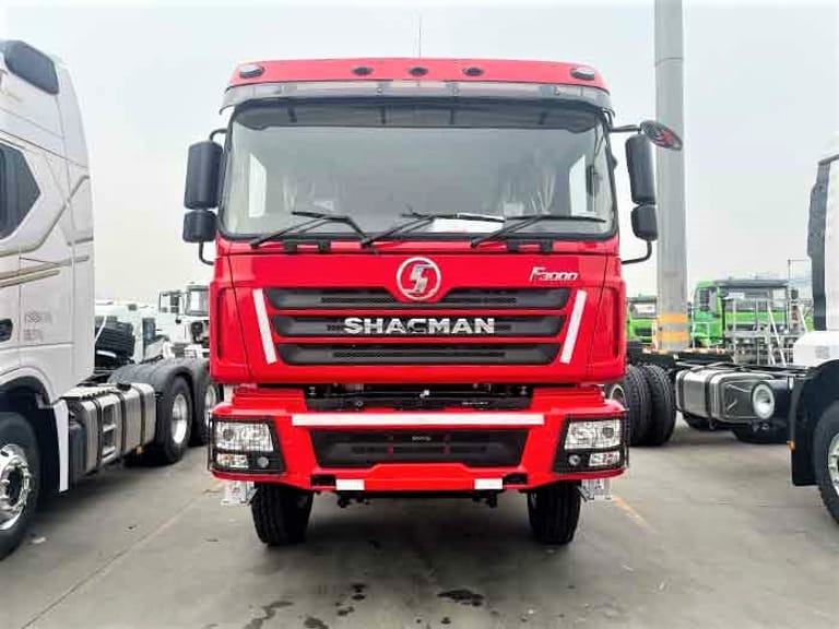 Shacman F3000 6x4 Tractor Truck front view showing high-roof cabin, chassis, and heavy-duty tires for long-haul and industrial transport