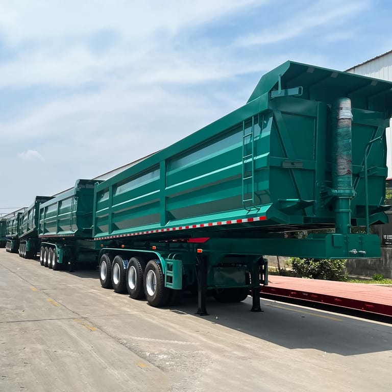 3/4 front view of 4 Axle Cargo Tipper Semi Trailer – heavy-duty cargo tipper trailer designed for safe and efficient bulk material transport. 3/4 front view of 4 Axle Cargo Tipper Semi Trailer – heavy-duty cargo tipper trailer designed for safe and efficient bulk material transport.