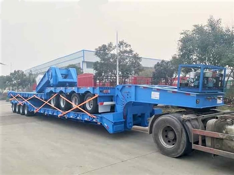 4 Axle 80 Ton RGN Low Bed Trailer Loading Excavator | Removable Gooseneck Trailer for Construction Equipment 4 Axle 80 Ton RGN Low Bed Trailer Loading Excavator | Removable Gooseneck Trailer for Construction Equipment