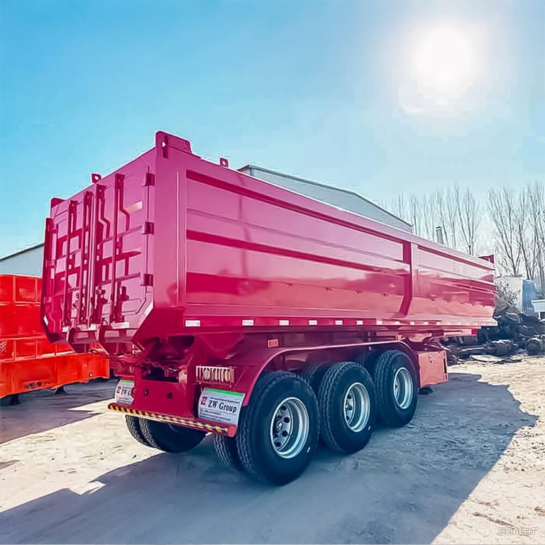 3/4 view of 45CBM U Shape Dump Semi Trailer – heavy-duty dump trailer designed for efficient and safe transport of bulk materials. 3/4 view of 45CBM U Shape Dump Semi Trailer – heavy-duty dump trailer designed for efficient and safe transport of bulk materials.
