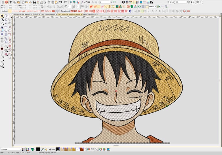 Felpa personalizzata ricamata Luffy One Piece con ricamo di alta qualità
