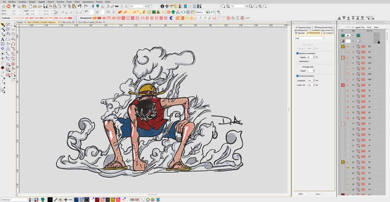 Luffy gear 2 Punciatura ricamo