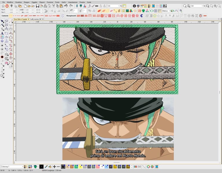 Zoro punciatura ricamo