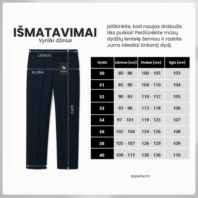 Išmatavimų lentelė