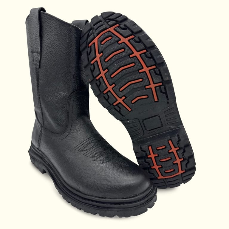 Botas roper completamente de piel vacuno con suela TR material antiderrapante para trabajo con bordado en el ringle vaquero hecho en mexico desde leon guanajuato