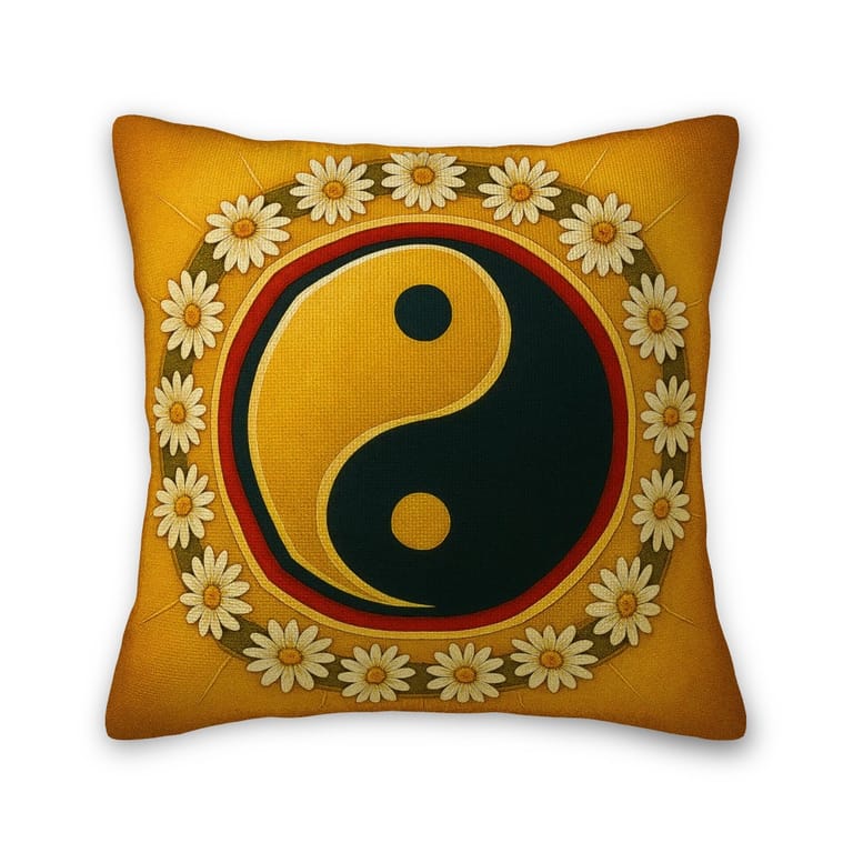 Golden Yin Yang Cushion Cover
