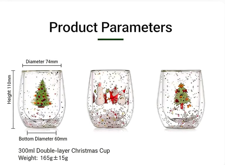 Double Wall Christmas Confetti Glass Mug Wholesale in China Double Wall Christmas Confetti Glass Mug Wholesale in China