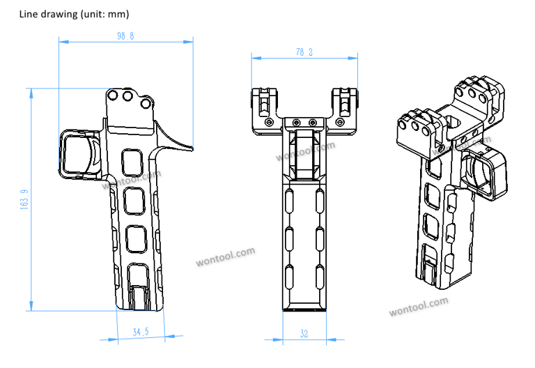 wontool slingshot Line drawing (unit: mm)