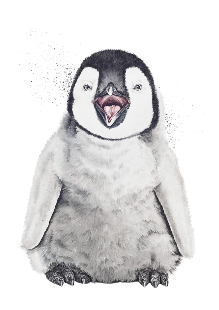adorable penguin baby art print