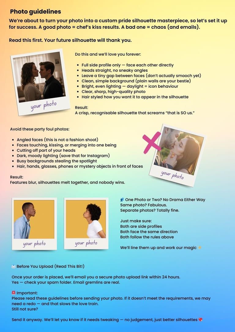 Photo taking guidelines