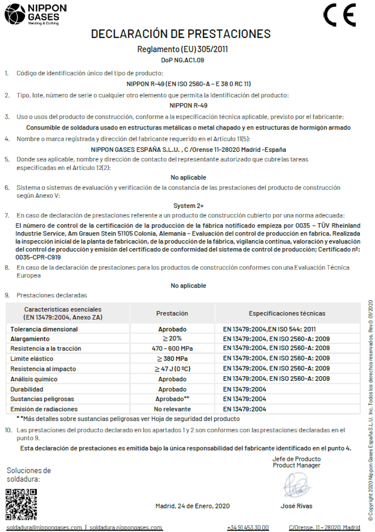 Foto declaración prestaciones R-49