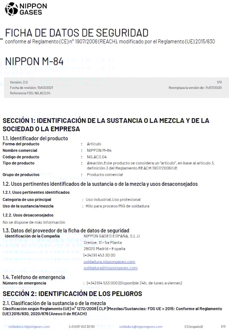 Foto ficha seguridad M-84