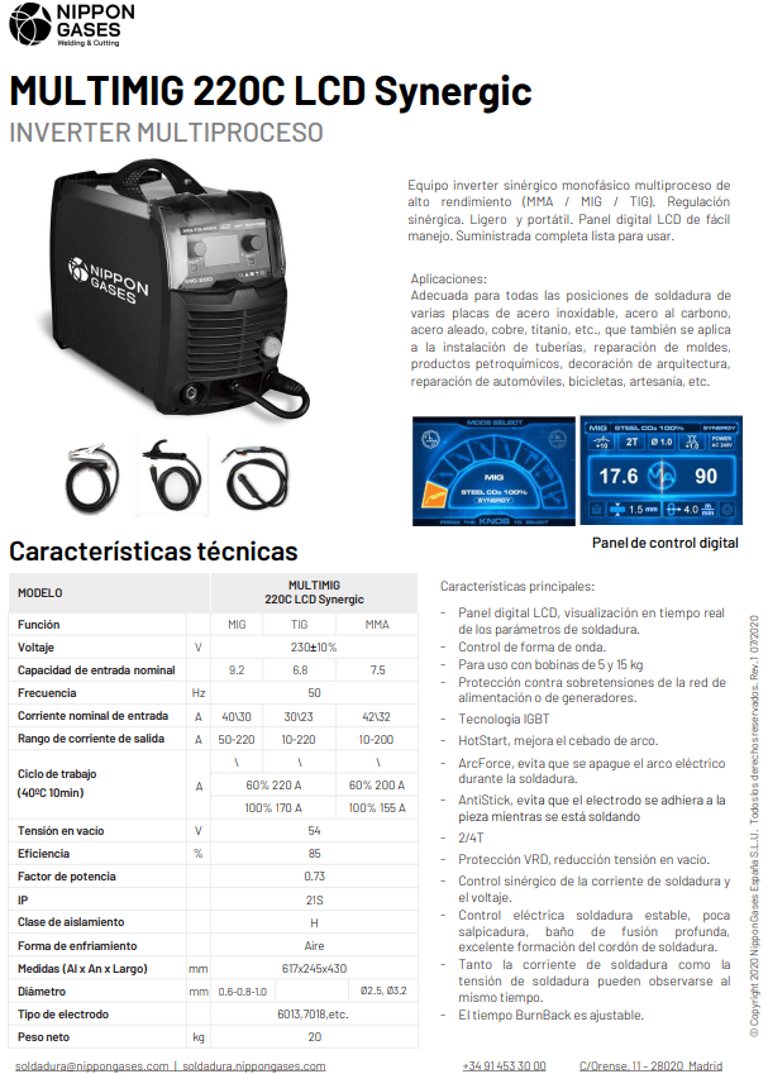 Hoja técnica MULTIMIG220 (pg1)