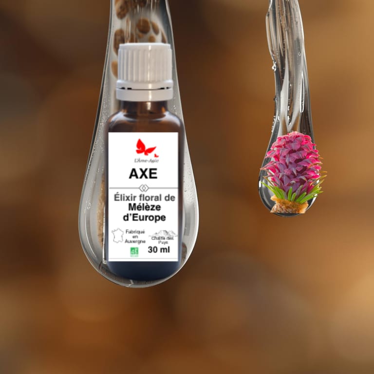 Flacon d'élixir floral AXE, Mélèze d'Europe, L'Âme-Agie.
