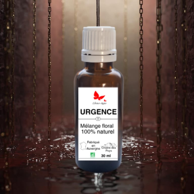Flacon de mélange floral URGENCE, L'Âme-Agie. Flacon de mélange floral URGENCE, L'Âme-Agie.