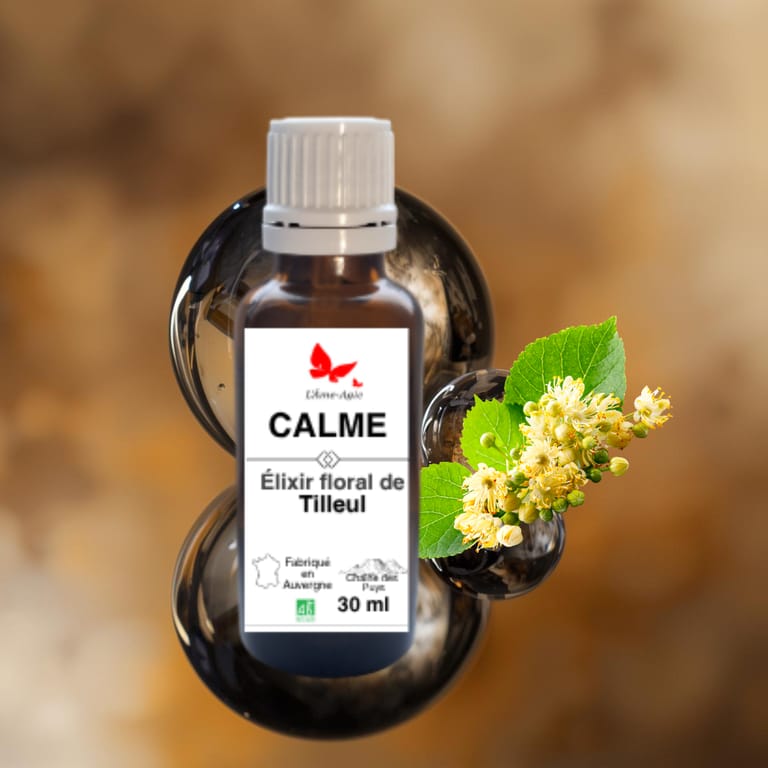 Flacon d'élixir floral CALME, Tilleul, L'Âme-Agie.