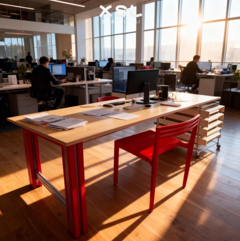 Modern Minimalist Aluminum & Marine Board Double Desk
