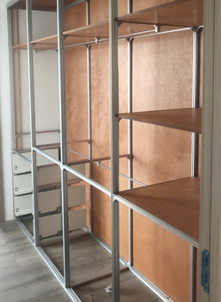 Aluminum Profile Wardrobe Frame: DIY Custom Metal Closet Storage for Bedroom