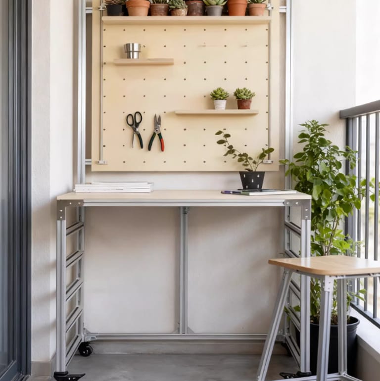 Versatile Rolling Shelf & Desk Frame for Home/Office