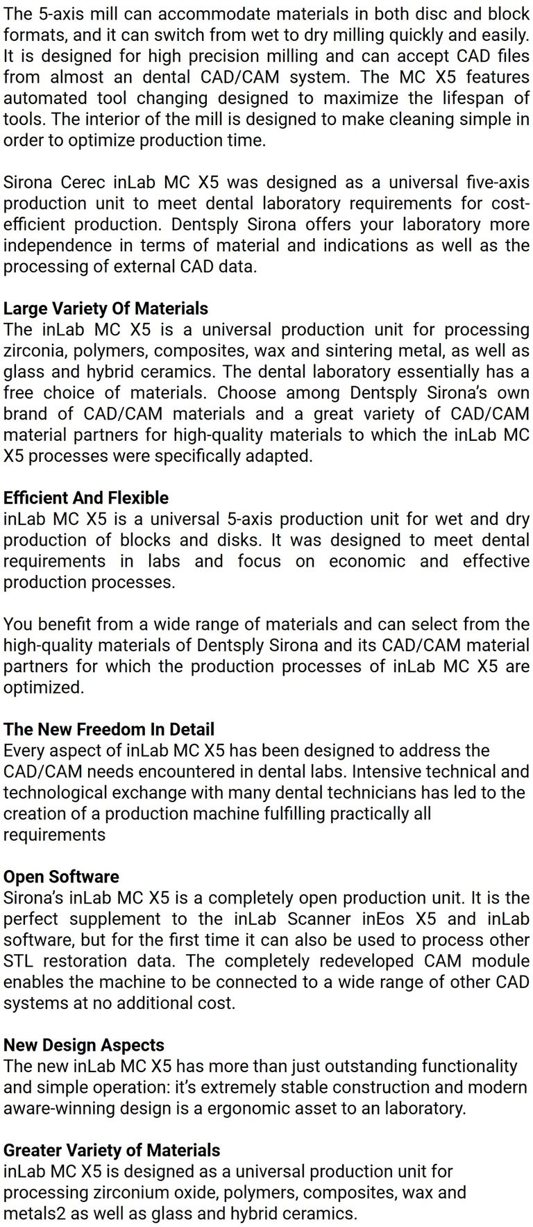 Sirona Cerec inLab MC X5