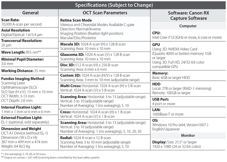 Canon Xephilio OCT-A1 Optical Coherence Tomography Canon Xephilio OCT-A1 Optical Coherence Tomography