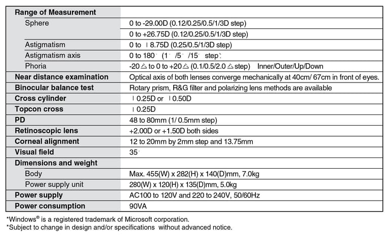Topcon CV-3000 Automatic Phoropter