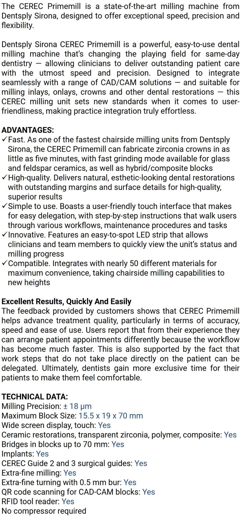 Dentsply Sirona CEREC Primemill