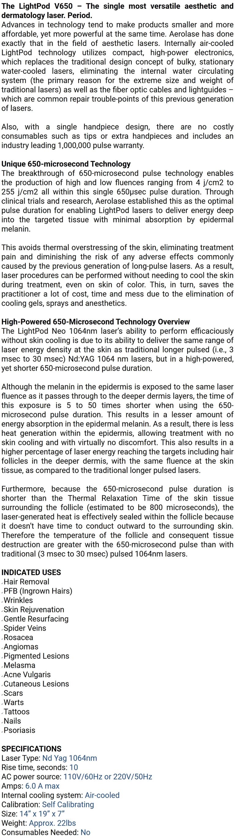 Aerolase Lightpod Neo V650