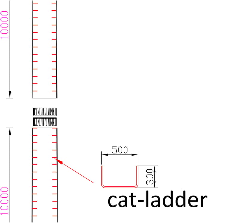 Internal cat-ladder design for 100 meter steel flagpole maintenance