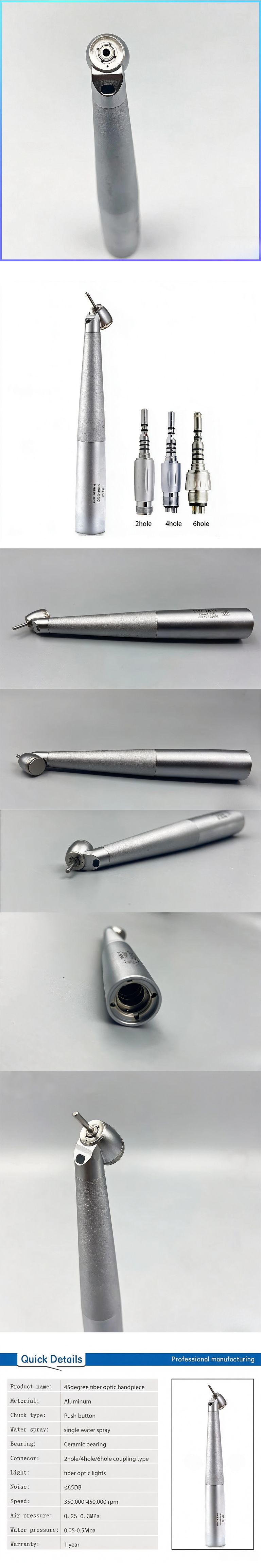 INSADENTAL INSA-603 Mini 45 Degree Surgical Fiber Optic Dental High Speed Handpiece, Push Button Single Water Spray Turbine Handpiece Compatible with 2/4/6 Hole Quick Coupler INSADENTAL INSA-603 Mini 45 Degree Surgical Fiber Optic Dental High Speed Handpiece, Push Button Single Water Spray Turbine Handpiece Compatible with 2/4/6 Hole Quick Coupler