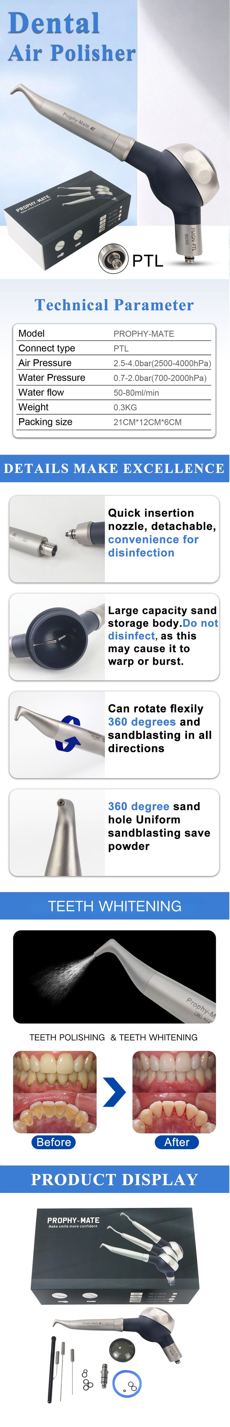 INSA PROPHY-MATE E dental air prophy jet MY-P08EP PTL coupling stainless steel air polisher detachable nozzle teeth sandblasting cleaning handpiece INSA PROPHY-MATE E dental air prophy jet MY-P08EP PTL coupling stainless steel air polisher detachable nozzle teeth sandblasting cleaning handpiece