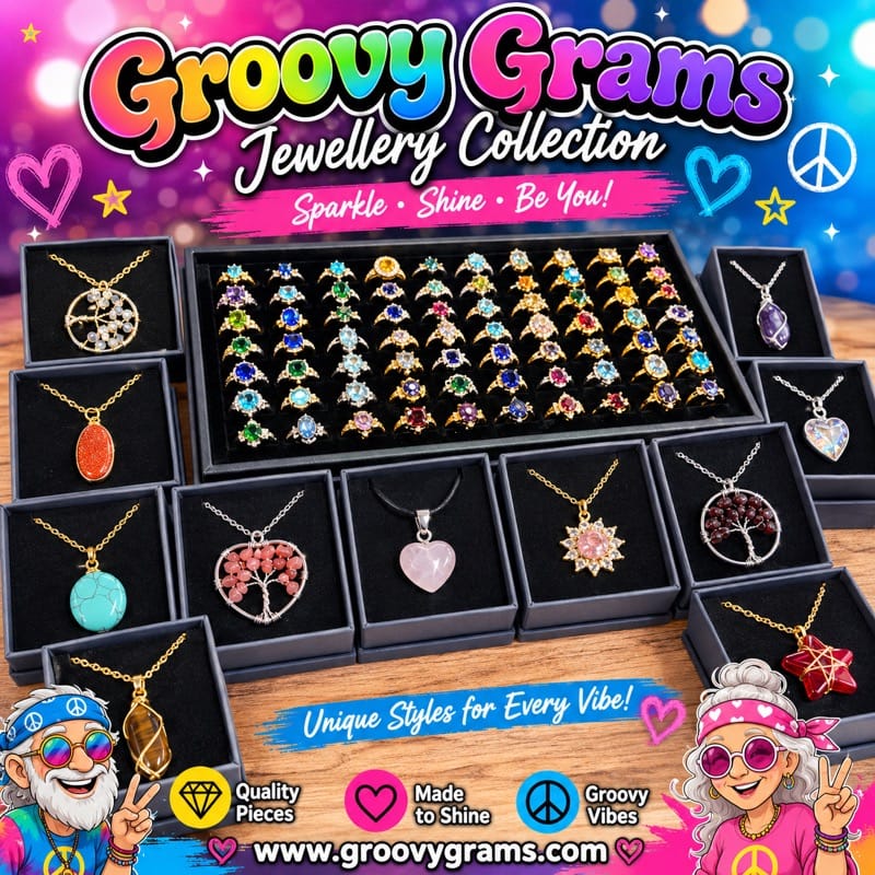 Groovy Grams Jewellery Collection custom made pendants and chain with ring box set product image