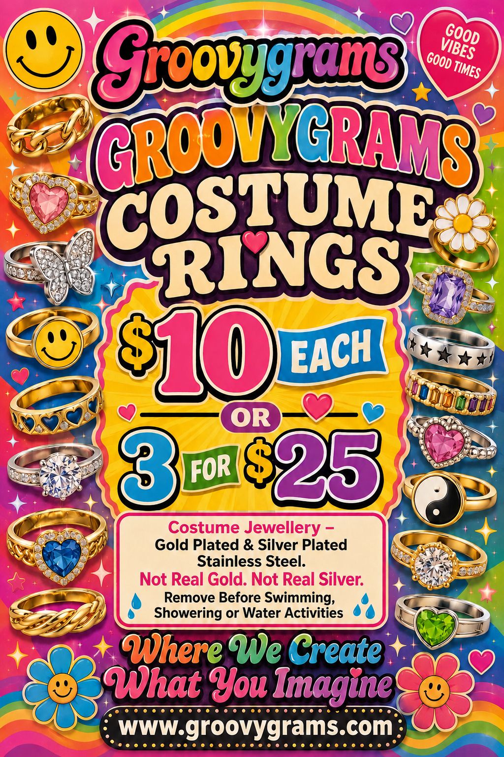 Groovygrams Costume Rings stainless steel sterling silver random pick product image