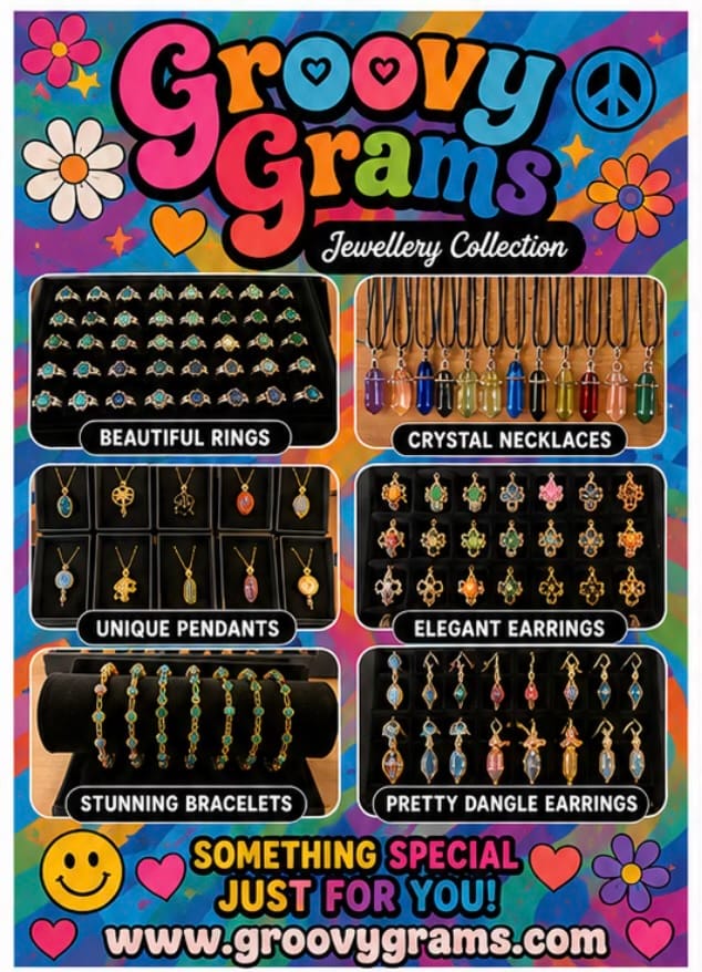 Groovy Grams Jewellery Collection custom made leather chains and glass pendants product image