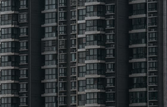 black and white concrete building