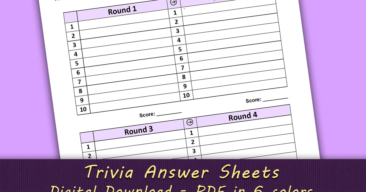 Printable Trivia Answer Sheets Monthly Trivia Subscriptions Printable Trivia Answer Sheets Monthly Trivia Subscriptions