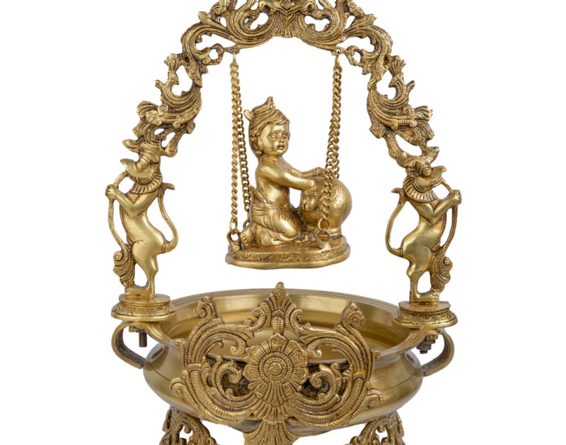 Brass Big Laddoo Gopal Swing Urli Bowl PIU5001 Prajjwal