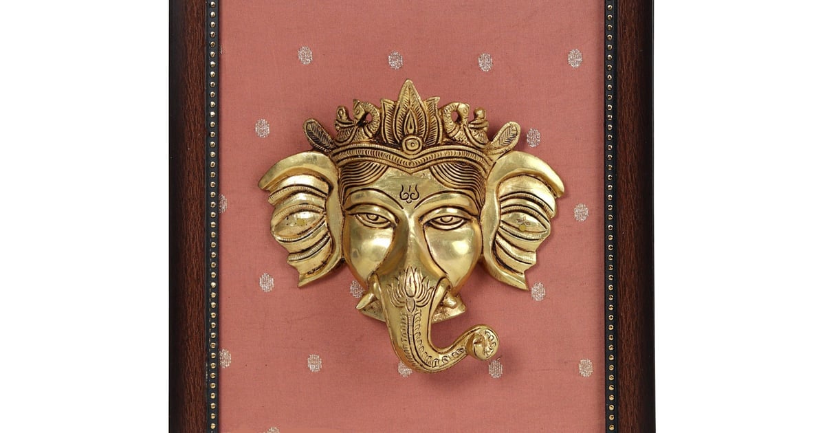 "Ganesha Brass Statue With Frame Handcrafted Prajjwal International