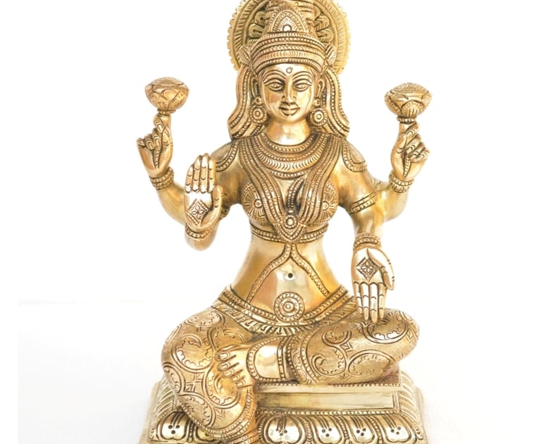 Brass Sculpture of Laxmi PIL9020 Prajjwal International Brass and