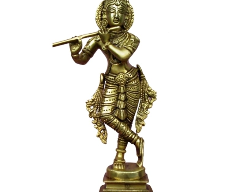 Lord Krishna Sculpture PIK7017 Prajjwal International Brass and