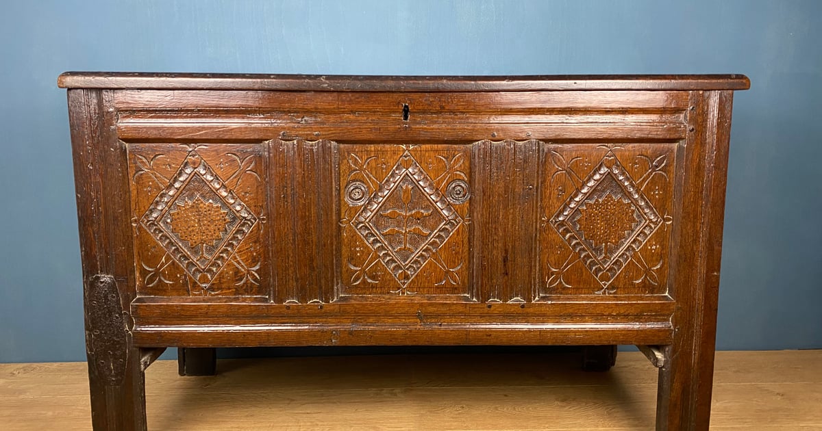 Oak 3 Panel Coffer Oikos Antiques Buy Now Antiques Furniture UK