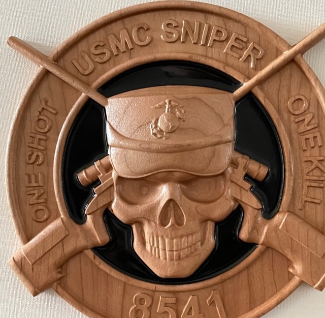 USMC MARINE SNIPER ONE SHOT ONE KILL 0317 8541 | Leatherneck Wood Carver