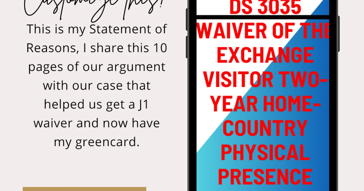 DS-3035 Waiver of the Exchange Visitor: Your Personalized Statement of ...