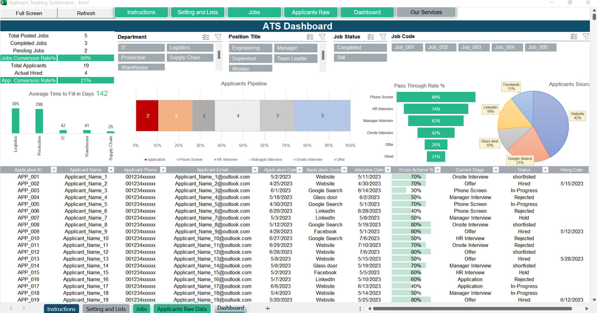 Applicant Tracking System Excel Master